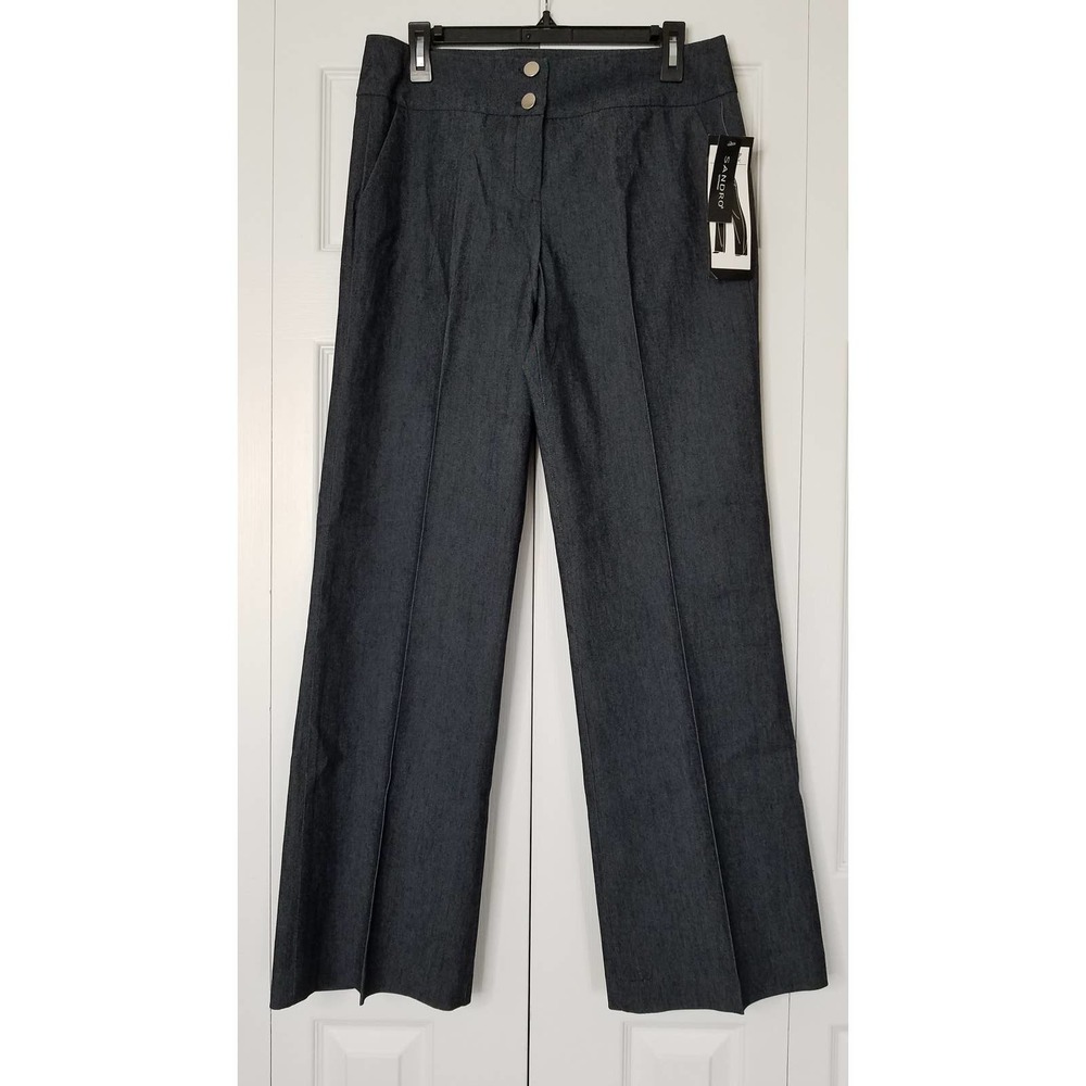 Sandro Straight-Leg Women's Pants in Dark Charcoal Gray